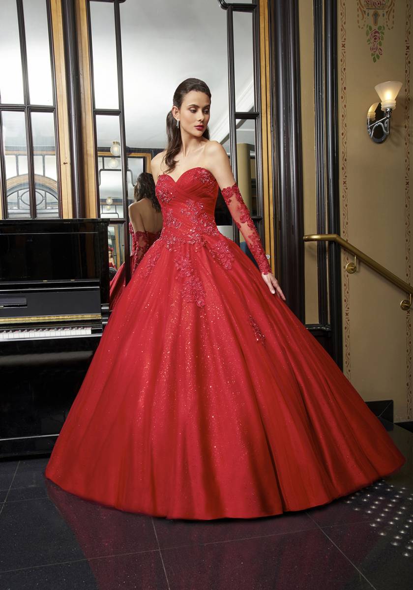 robe de mariee rouge col bateau